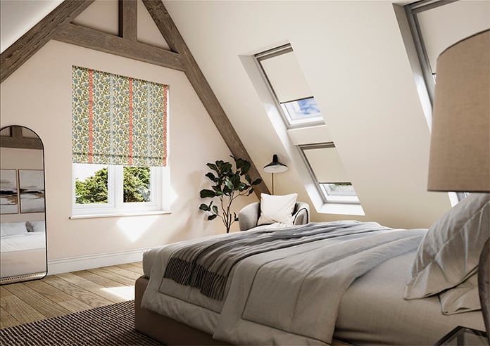 Petal & Block Latika Stripe, Neem - Roman Blind - Image 6